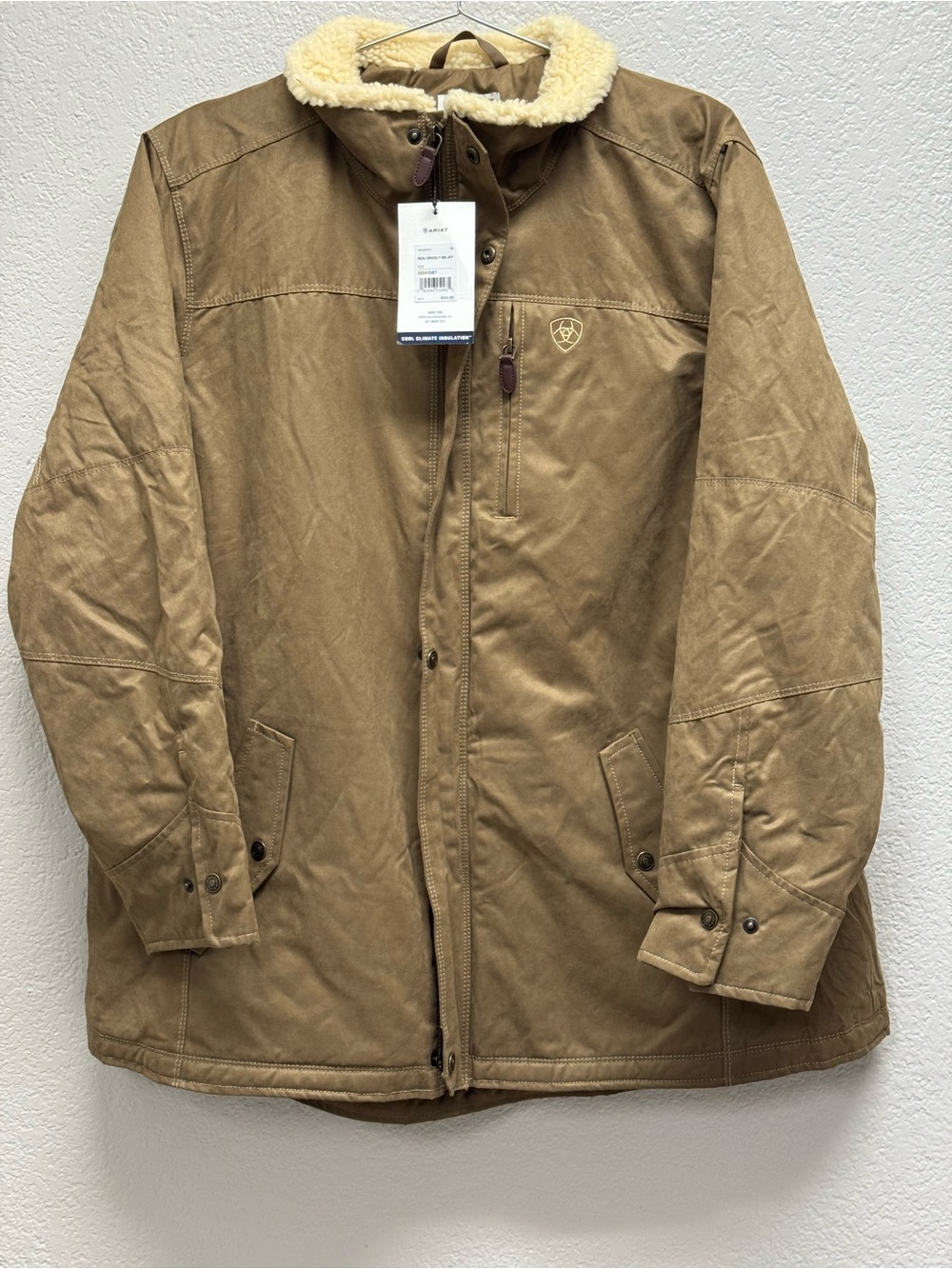 Ariat Brown Tan Sherpa-Collar Field Jacket MRSP $135 Pit 25 woman’s XL